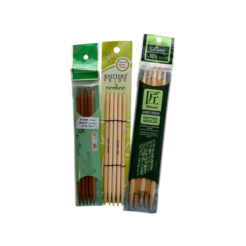 ChiaoGoo Knitter's Pride Clover Knitting DPN Needles Mixed Sizes Bamboo Lot of 3